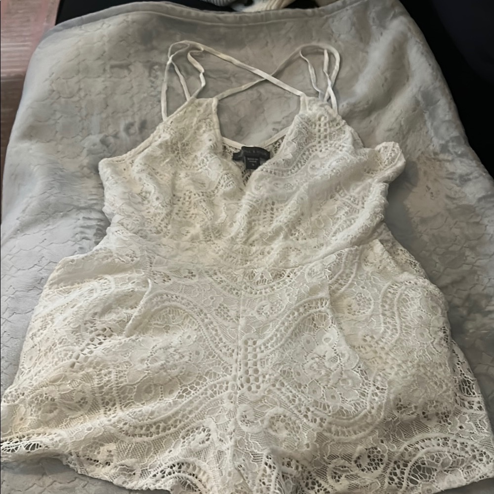 Kendall & Kylie White Lace Romper - Shorts